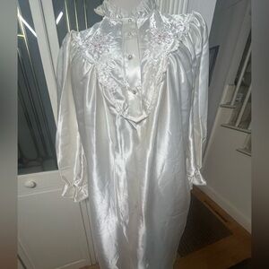 Lise Stevens Vintage White Satin Lace Nightgown 3X Romantic